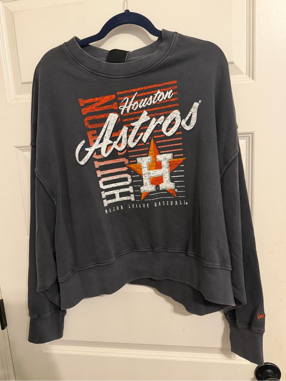 New Era Houston Astros Crewneck Sweatshirt - Charcoal with Orange & White Logo